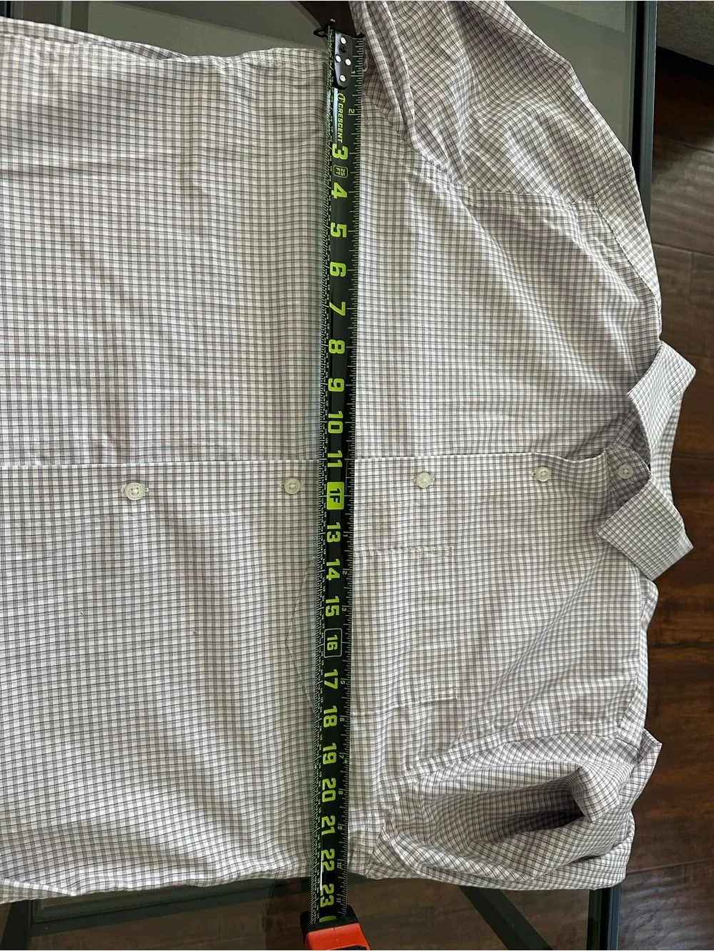 Banana Republic Men's Light Gray and White Checked Dress Shirt